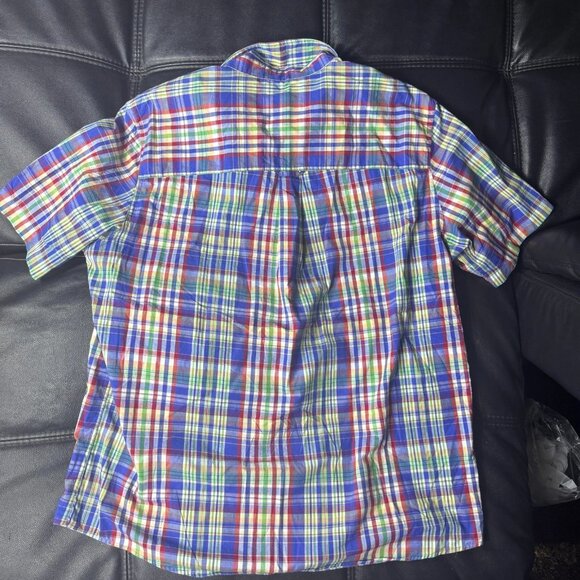 Chaps Men's Button-Up Shirt Multicolor Plaid Collared Short Sleeve Easy Care XL - Picture 2 of 13